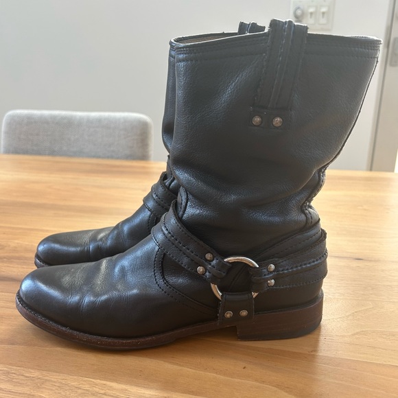 Frye Shoes - Frye Black Harness Ankle Boots, size 10